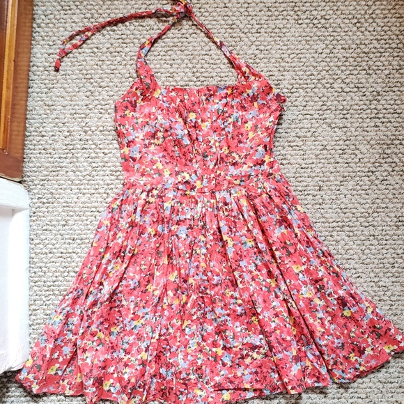 Armani Exchange Coral Floral Halter Dress - Picture 1 of 8